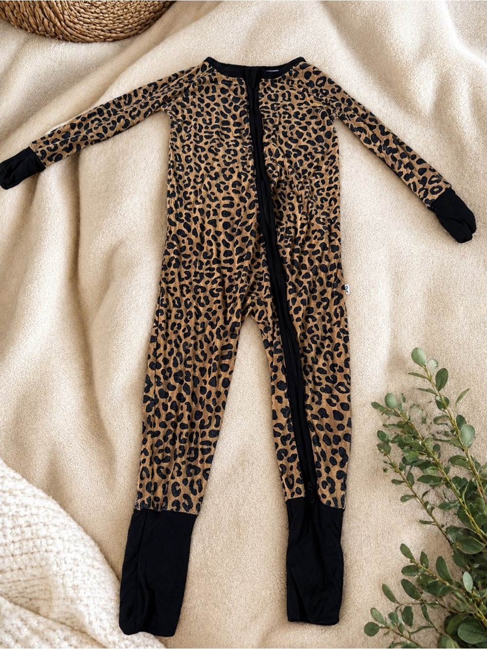 Little Sleepies Leopard Zippy Pajama Sleeper | 12-18 Months | Bamboo Viscose